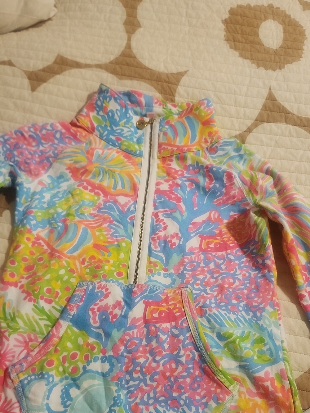 Colorful Tropical Print Zip-Up Jacket